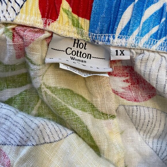 Hot Cotton Skirt Women's Linen Maxi Floral Tropical Multicolor Size 1X - Picture 3 of 9